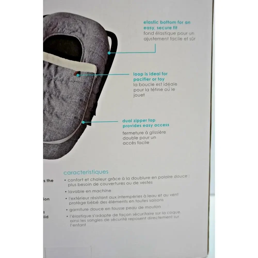 JJ Cole Baby Infant Car Seat Cover Grey Gray Unisex Boy Girl New In Box